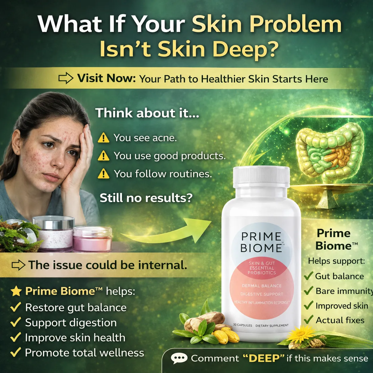 PrimeBiome before and after skin results